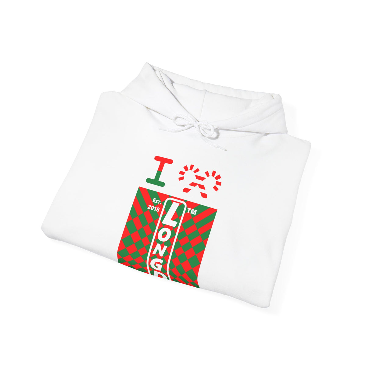 I candy cane LongD Chicago negative upright stylized argyle logo hoodie