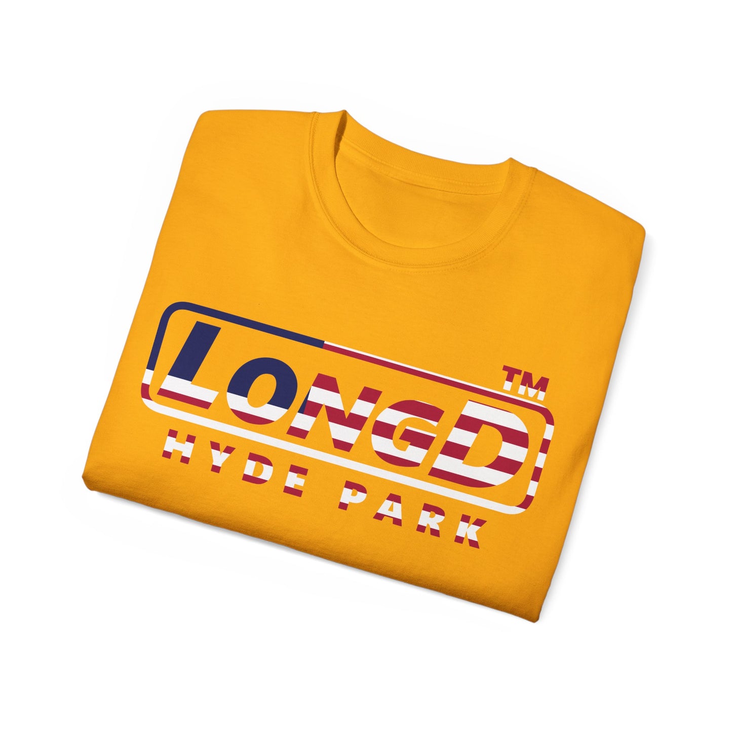 LongD positive flag Hyde Park logo cotton tee (patriotic colors)