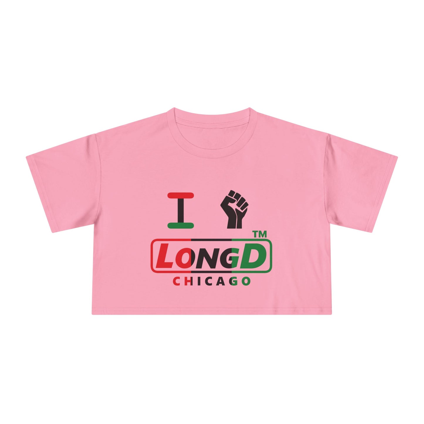 I fist LongD positive vertical 3-striped Chicago logo crop tee
