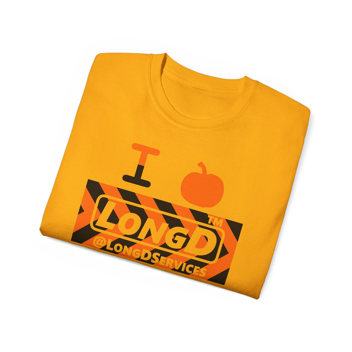 I pumpkin LongD Tag negative forward chevron logo cotton tee