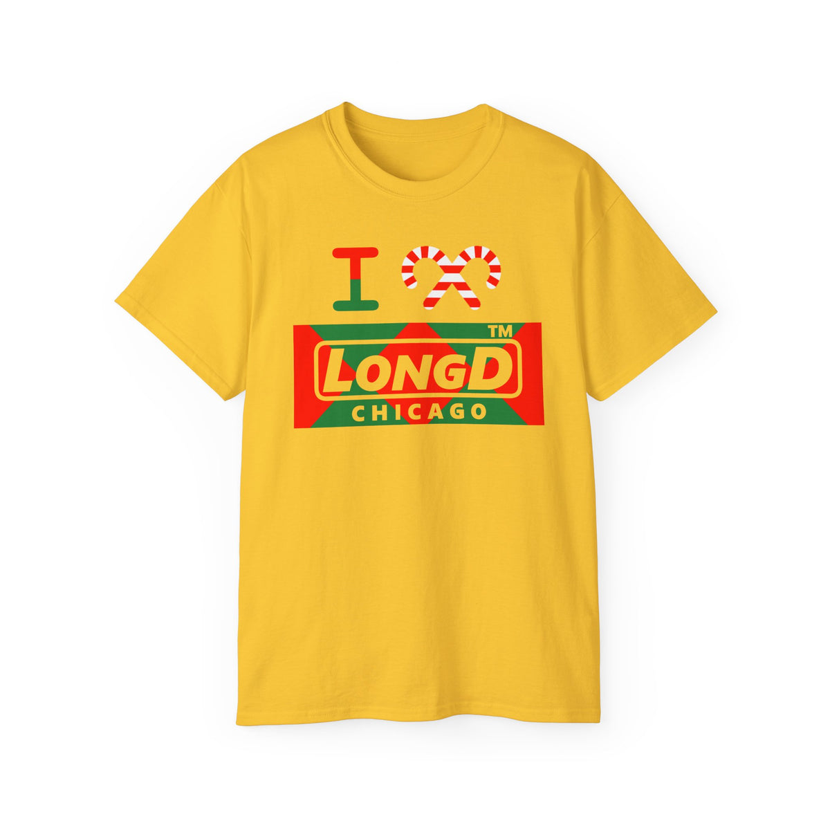I candy cane LongD Chicago negative big argyle logo cotton tee