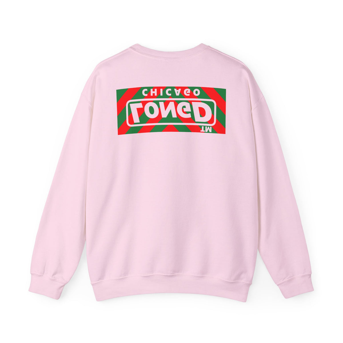 LongD Chicago negative downward chevron front-back logo (Xmas colors) crewneck sweatshirt