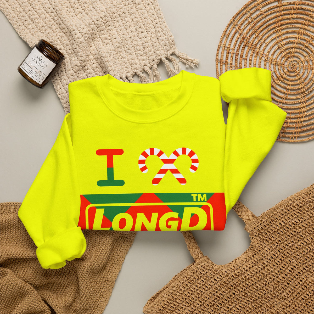 I candy cane LongD Tag negative big argyle logo crewneck sweatshirt