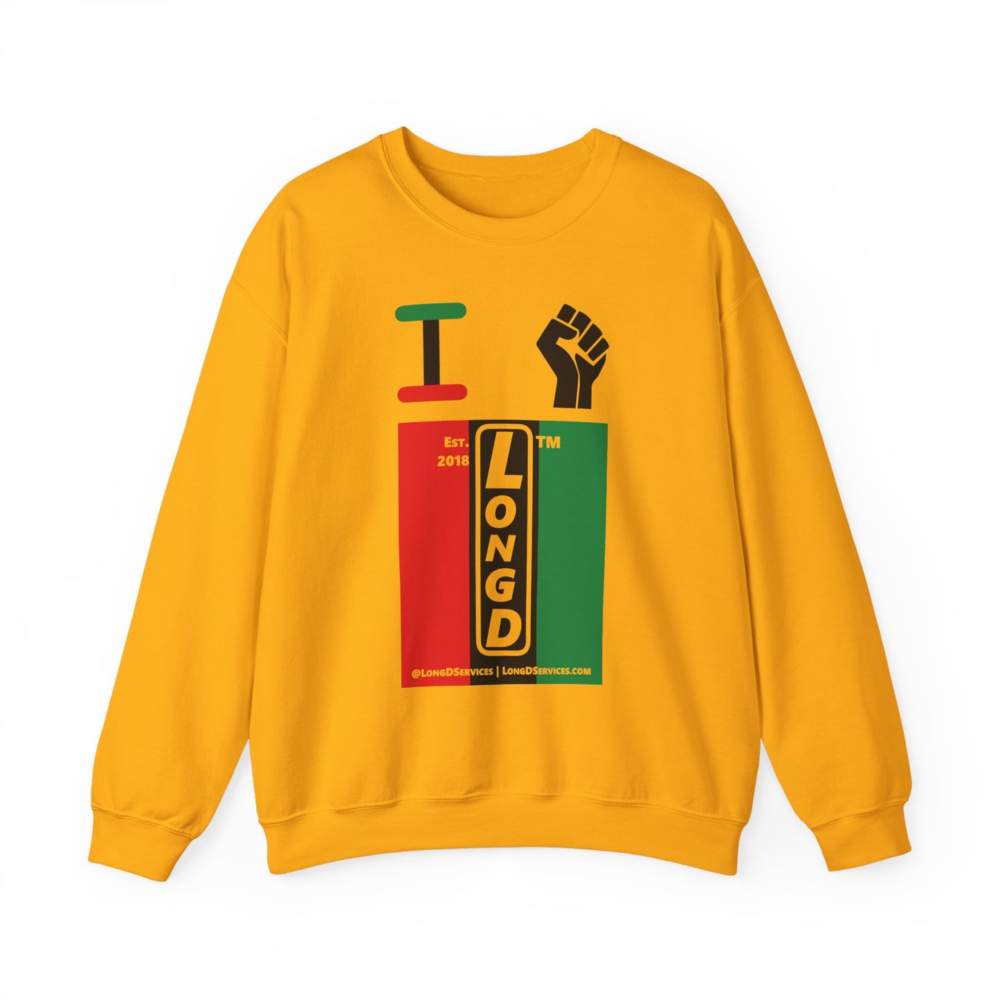I Fist LongD negative vertical 3-striped tag-domain upright logo crewneck sweatshirt
