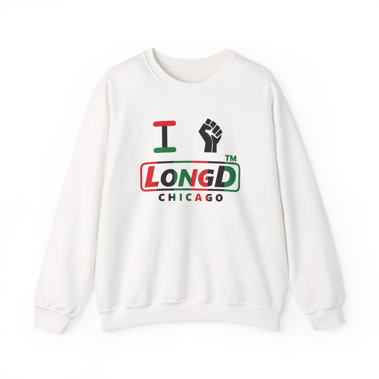 I fist LongD positive vertical 6-striped Chicago logo crewneck sweatshirt