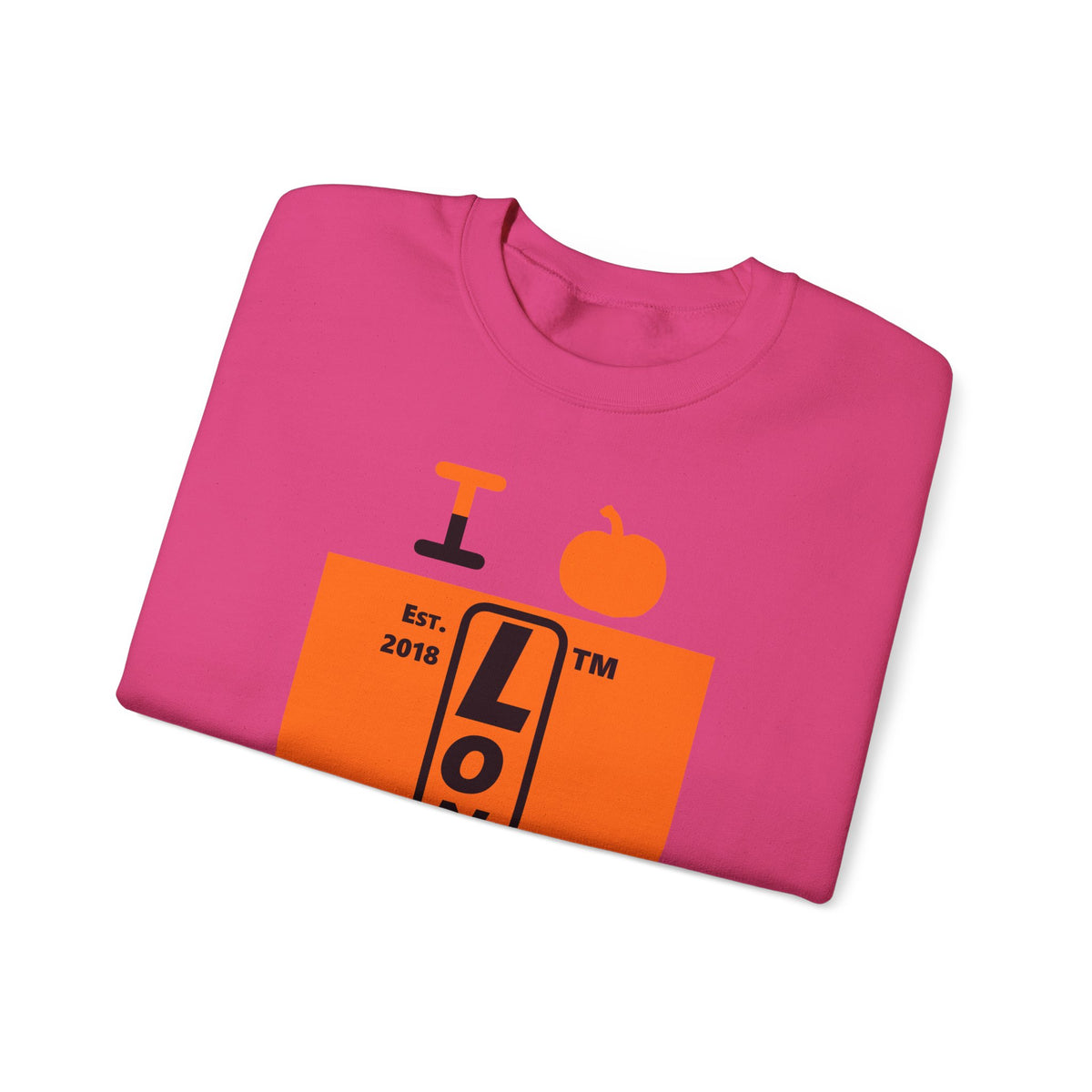 I pumpkin LongD Hyde Park upright logo positive black on negative orange crewneck sweatshirt