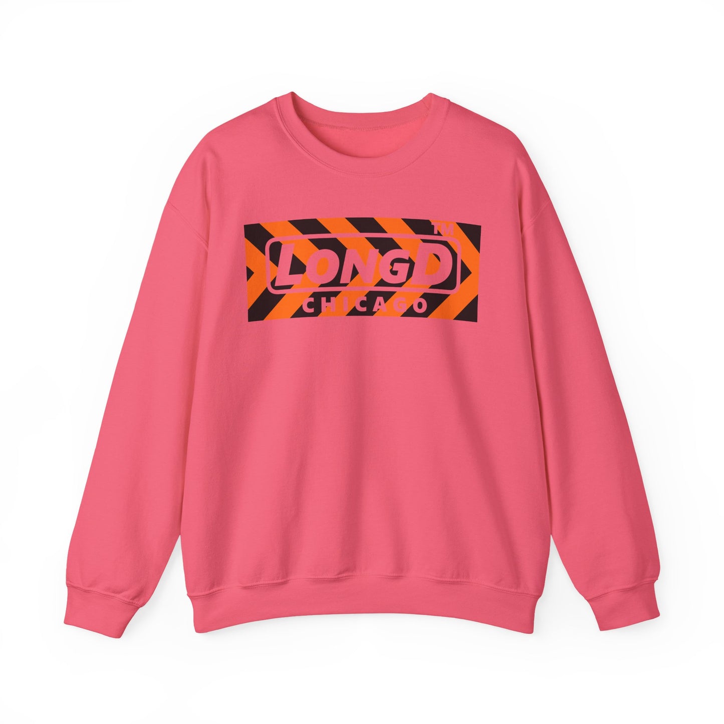 LongD Chicago negative forward chevron logo (Halloween colors) crewneck sweatshirt