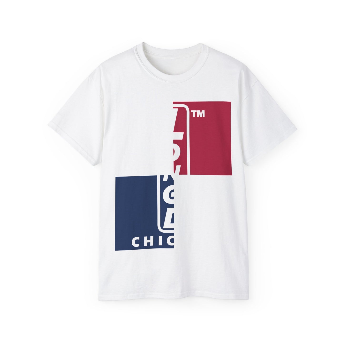 LongD cotton tee negative quarters Chicago upright logo (Patriotic colors)