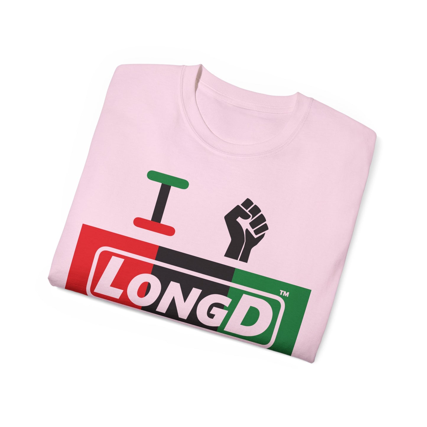 I Fist LongD® Logo Cotton Tee Juneteenth black fist negative thirds text