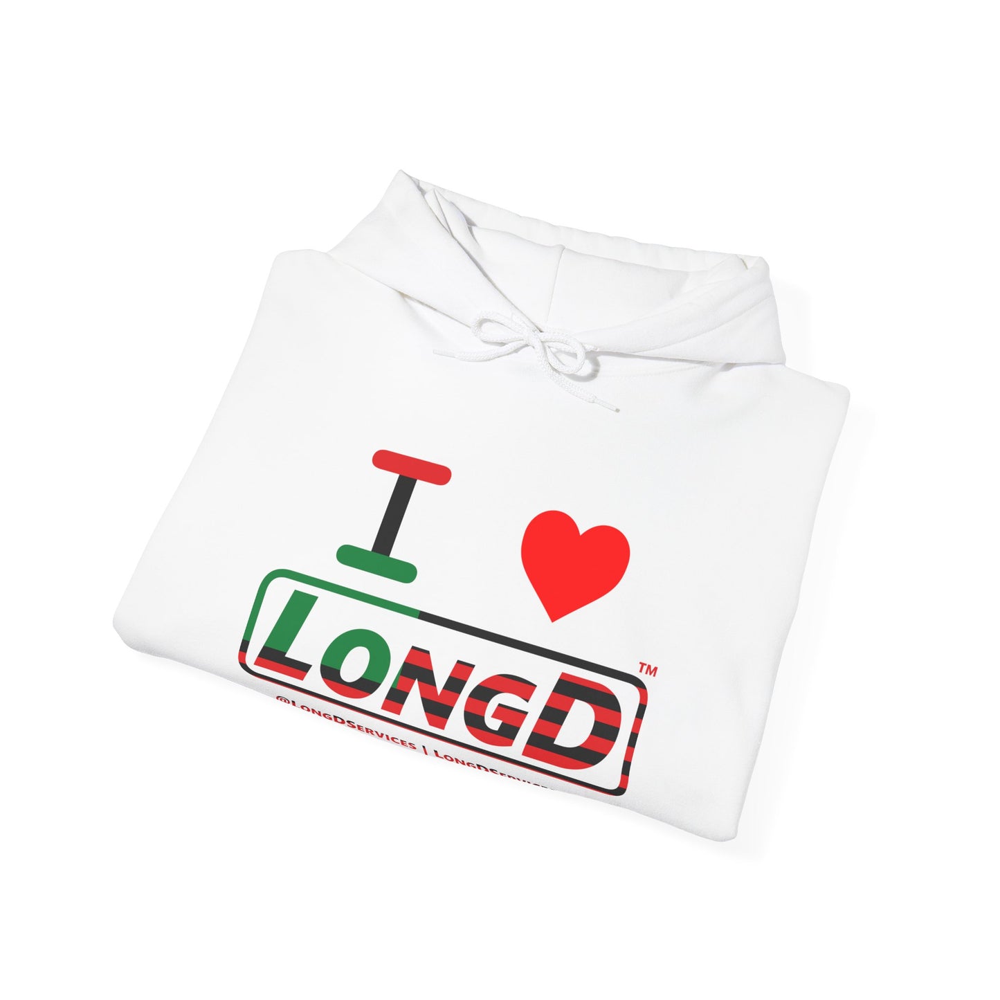 I Luv LongD® Logo Hoodie with Juneteenth positive flag
