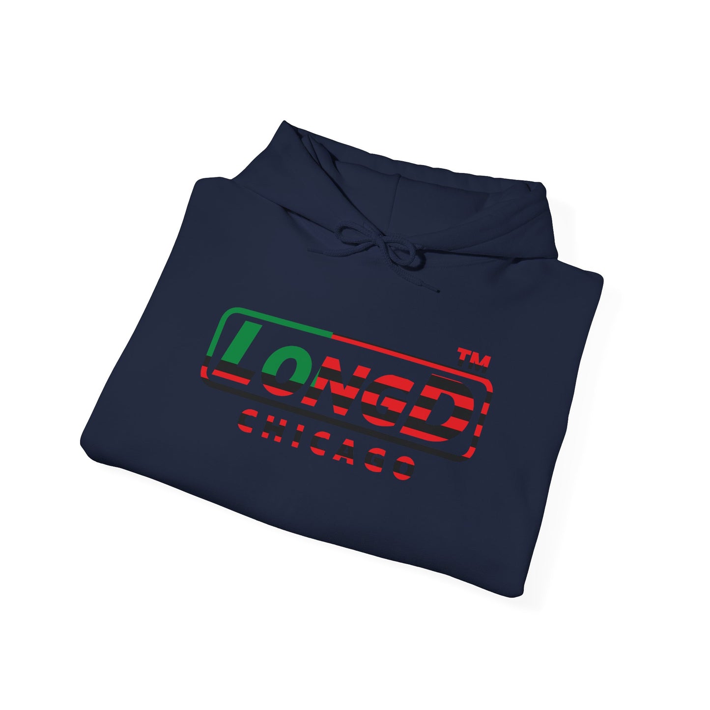 LongD® positive flag Chicago logo Hoodie (Juneteenth colors)
