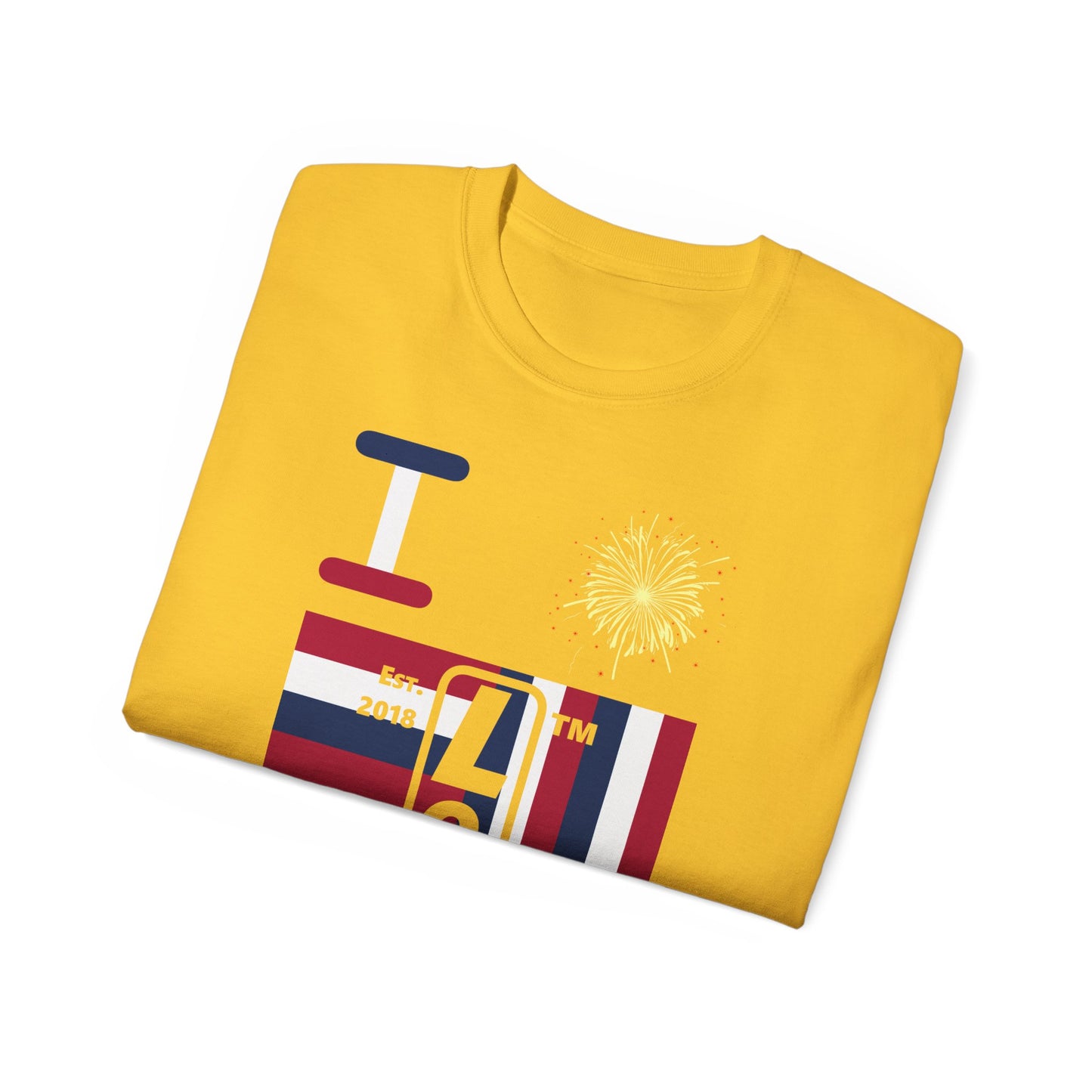 I Burst LongD cotton tee negative windmill 4-print Chicago upright logo (Patriotic colors)