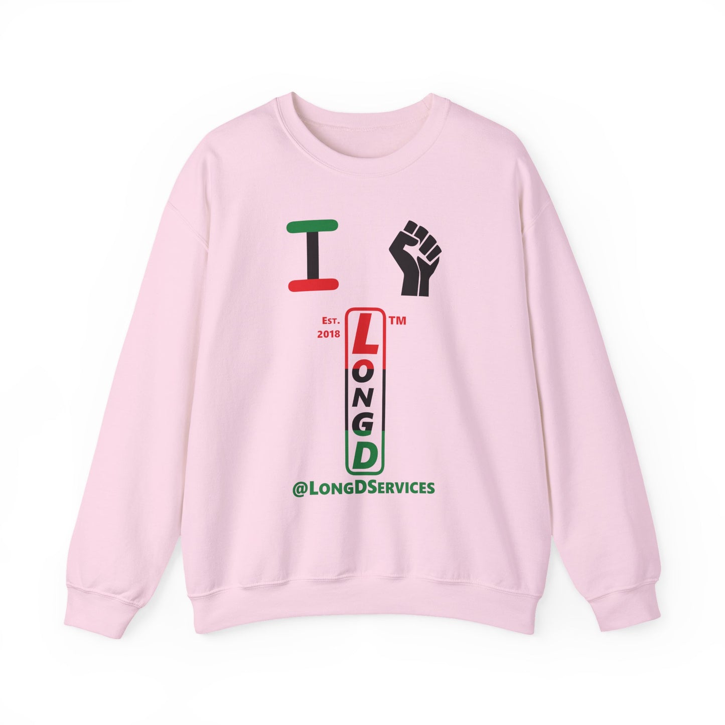 I Fist LongD positive horizontal 3-striped tag upright logo crewneck sweatshirt