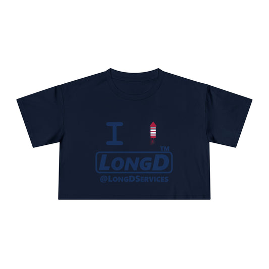 I firecracker LongD official basic tag Logo Crop Tee (Patriotic colors)