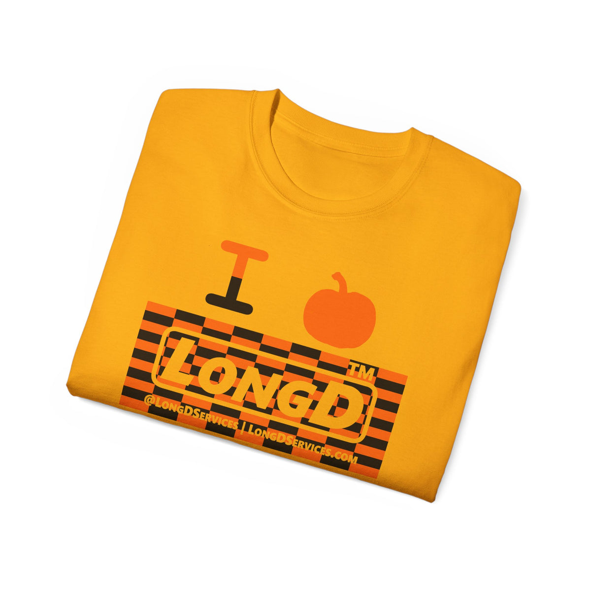 I pumpkin LongD Tag-domain negative tiled logo cotton tee