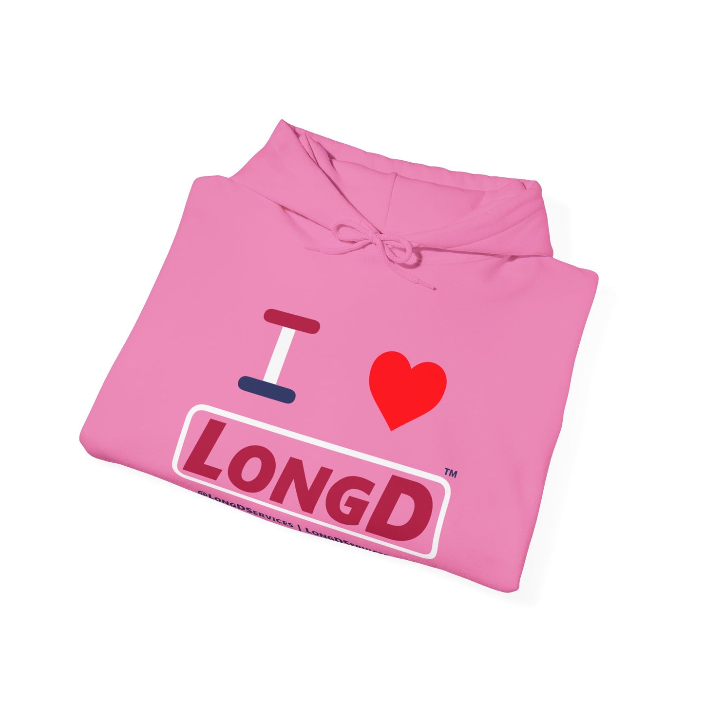 I Luv LongD® Logo Hoodie red, white and blue positive elements