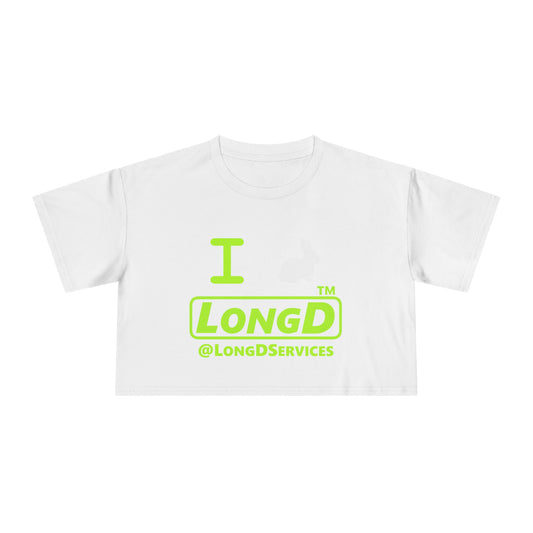 I Bunny LongD positive lime green Tag Logo Crop Tee