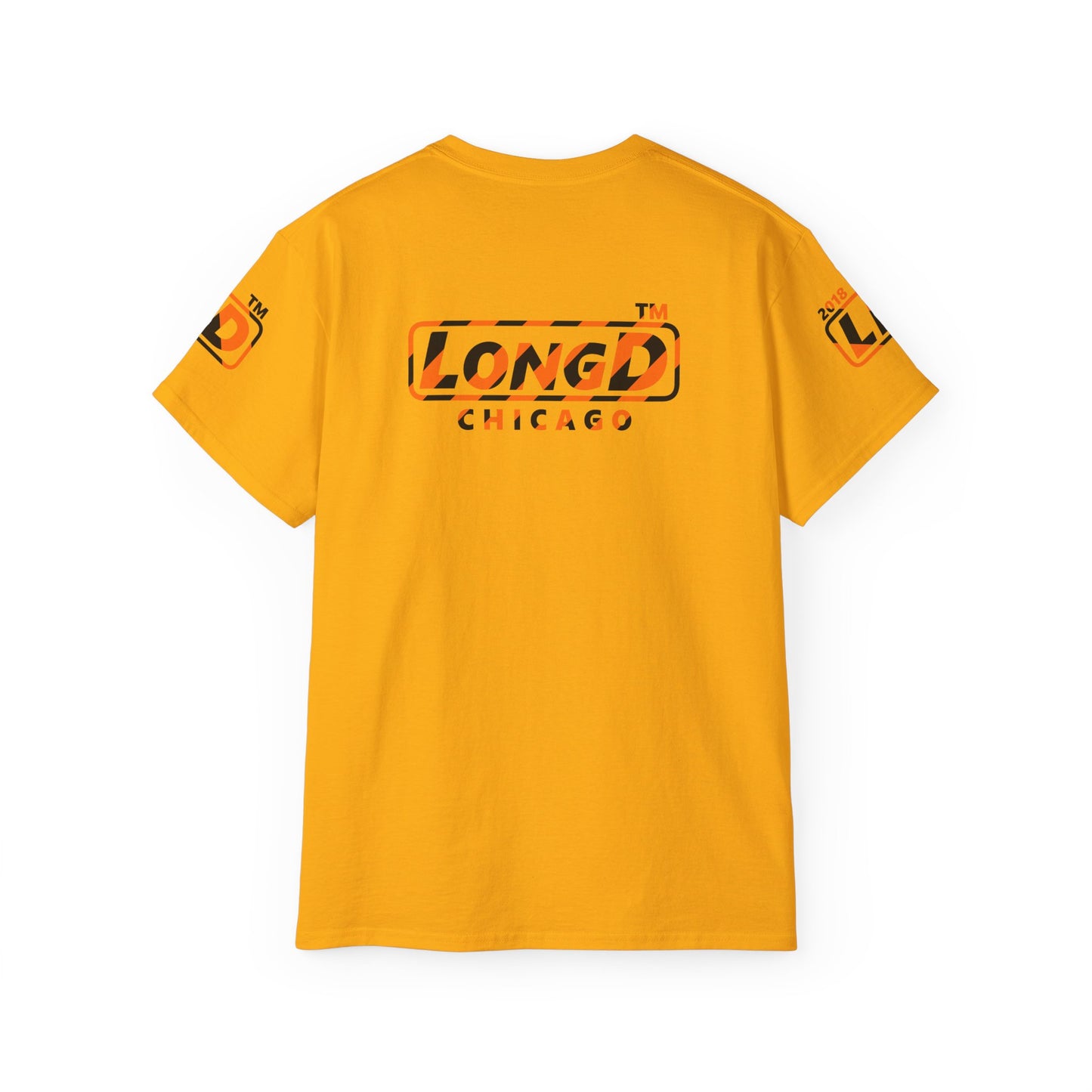 LongD Chicago positive 12-striped 4-print logo (Halloween colors) cotton tee