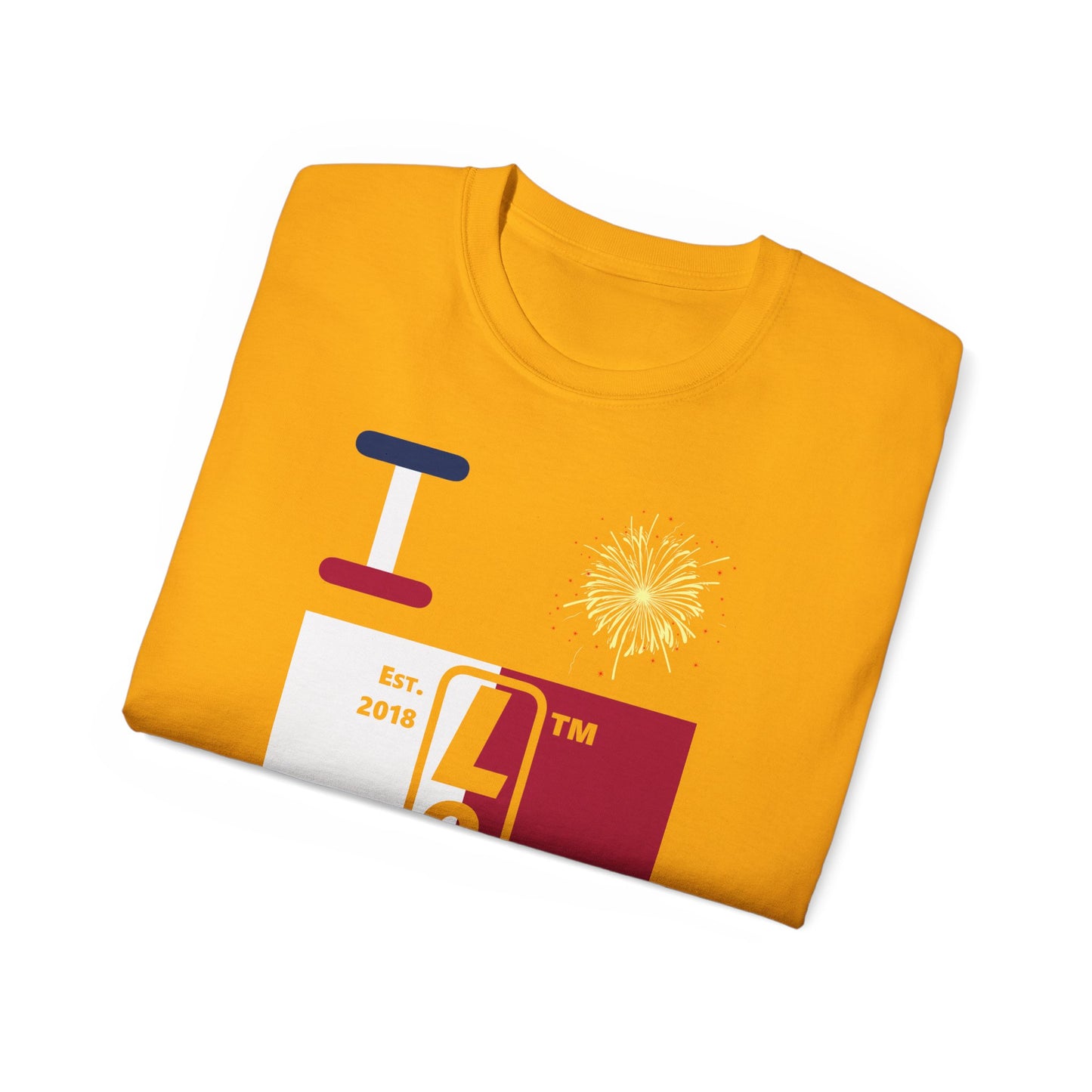 I Burst LongD cotton tee negative quarters Chicago upright logo (Patriotic colors)