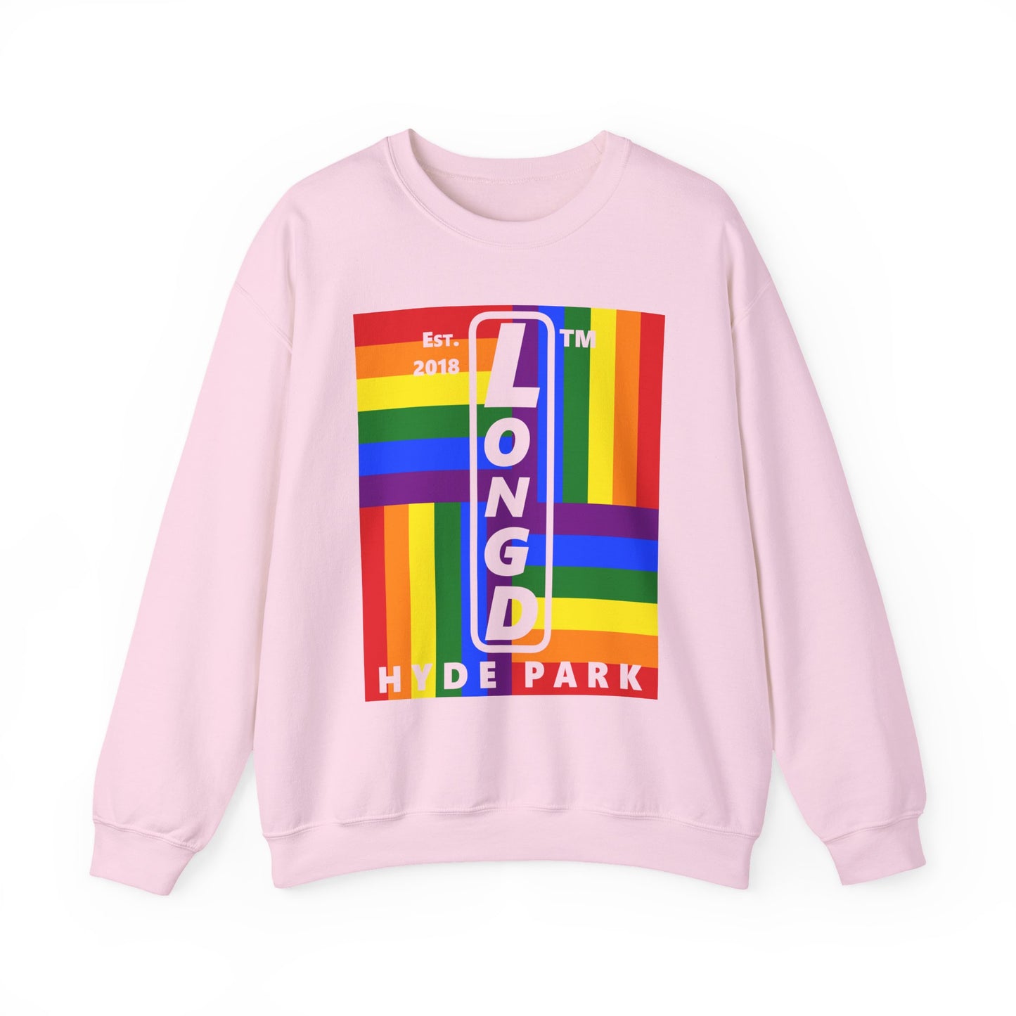 LongD negative windmill Hyde Park upright logo crewneck sweatshirt (Pride colors)