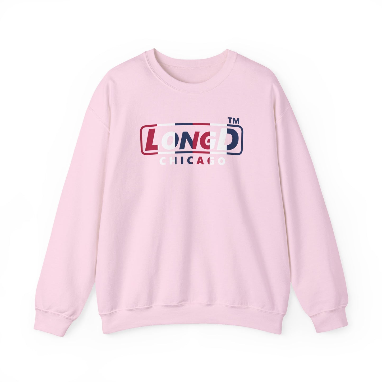 LongD positive vertical 6-striped Chicago logo crewneck sweatshirt (patriotic colors)