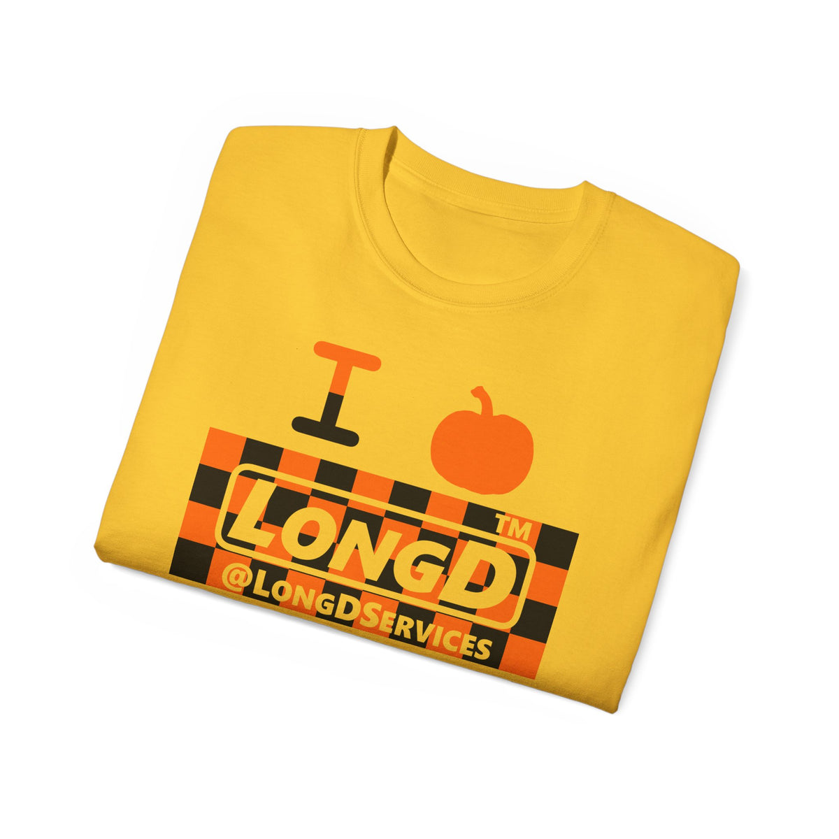 I pumpkin LongD Tag negative checkered logo cotton tee