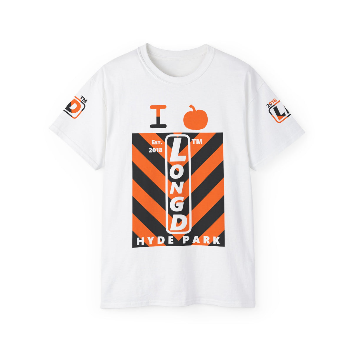 I pumpkin LongD Hyde Park negative upright downward chevron 4-print logo cotton tee