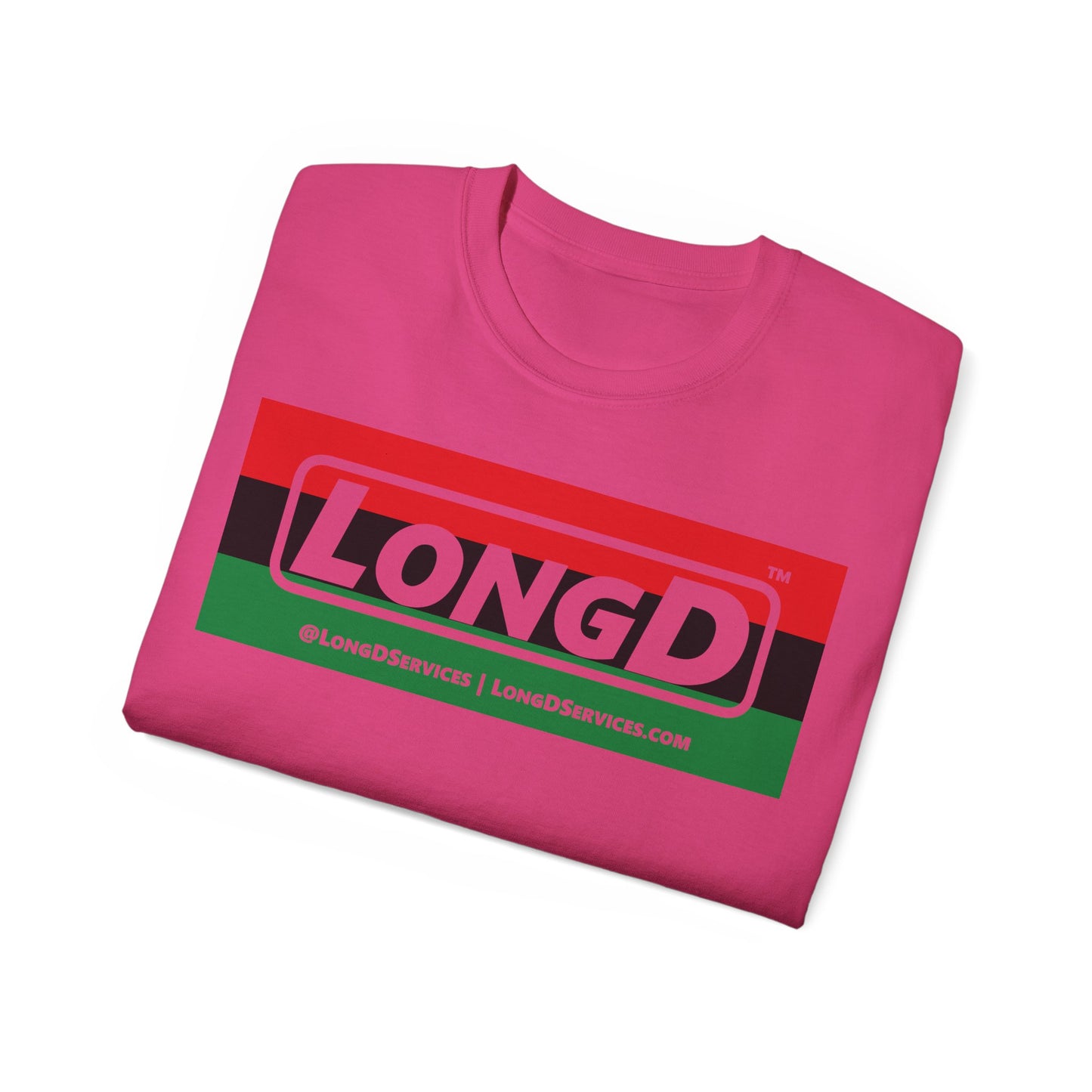 LongD® Logo Cotton Tee Juneteenth negative striped text