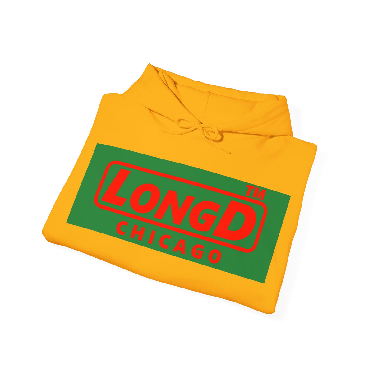 LongD Chicago logo positive red on negative green (Xmas colors) hoodie