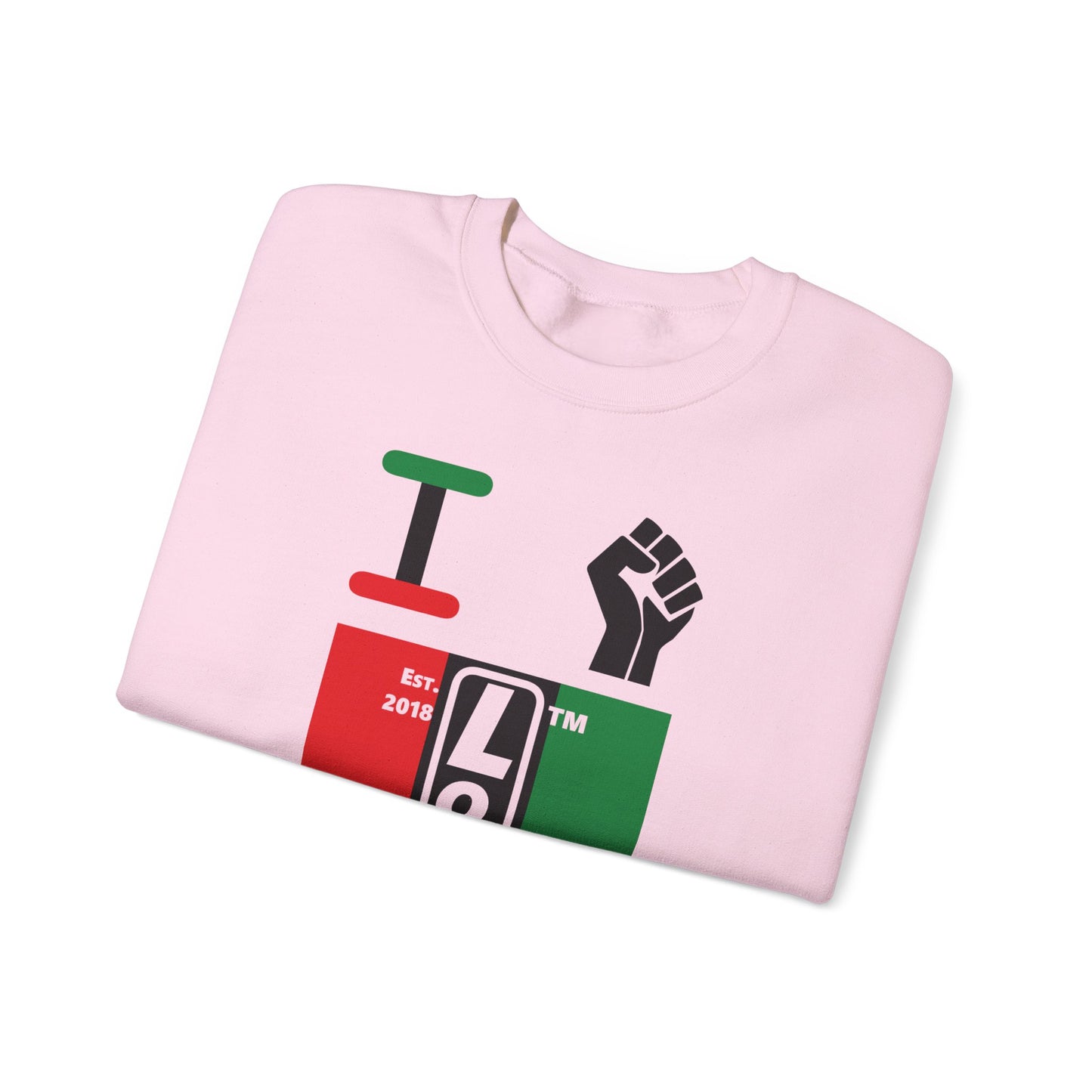 I Fist LongD negative vertical 3-striped Chicago upright logo crewneck sweatshirt