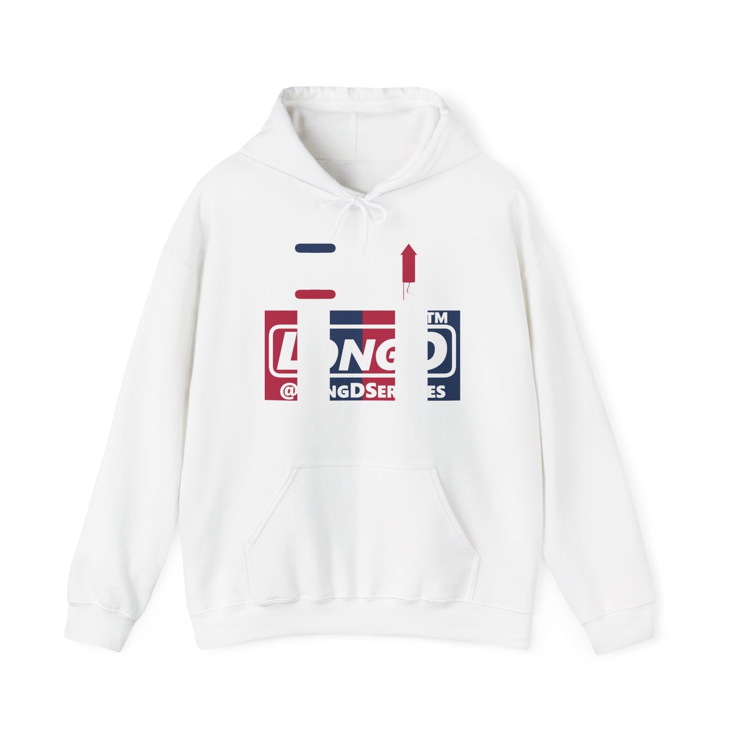 I firecracker LongD® negative vertical 6-striped tag logo hoodie