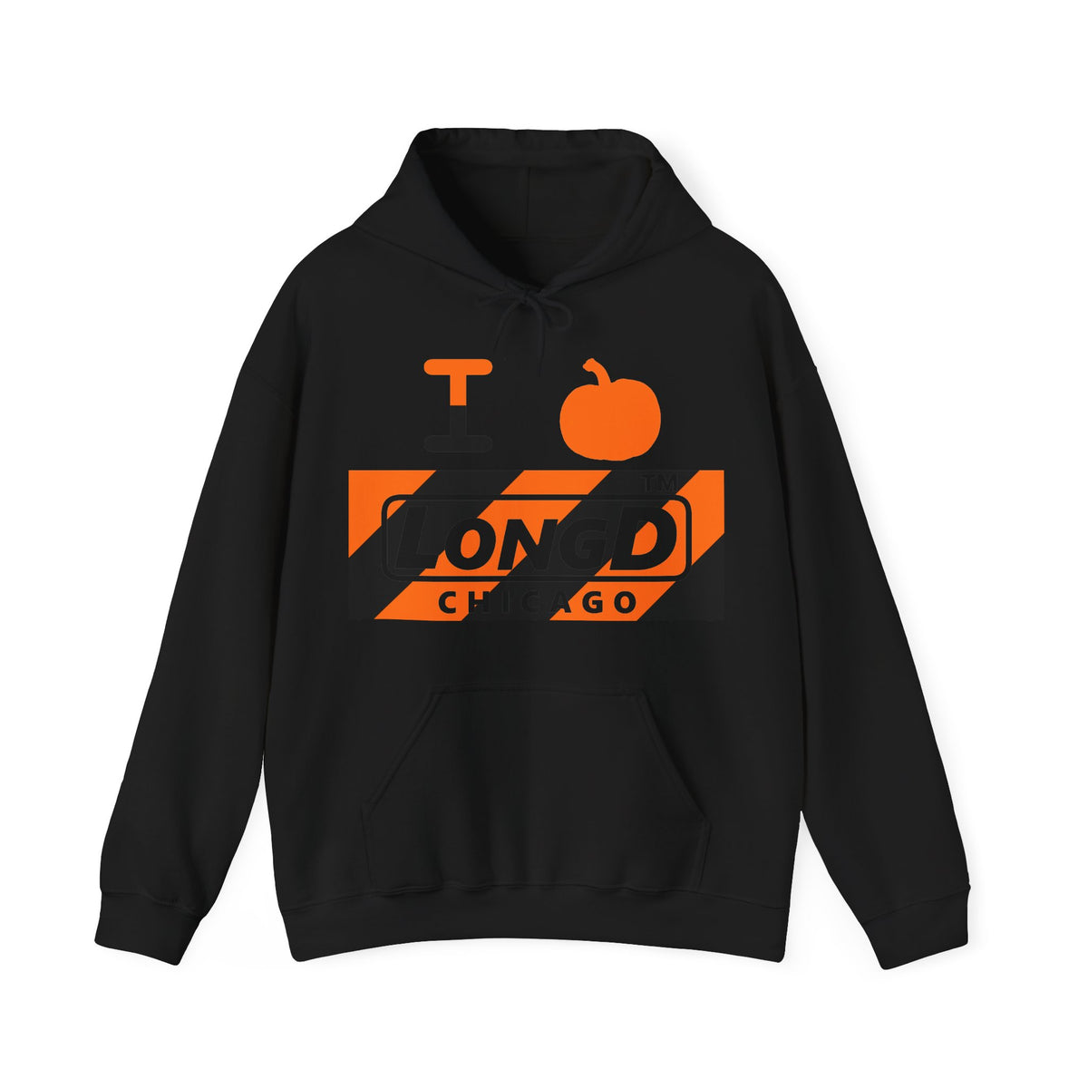I pumpkin LongD Chicago negative diagonal 6-striped logo hoodie