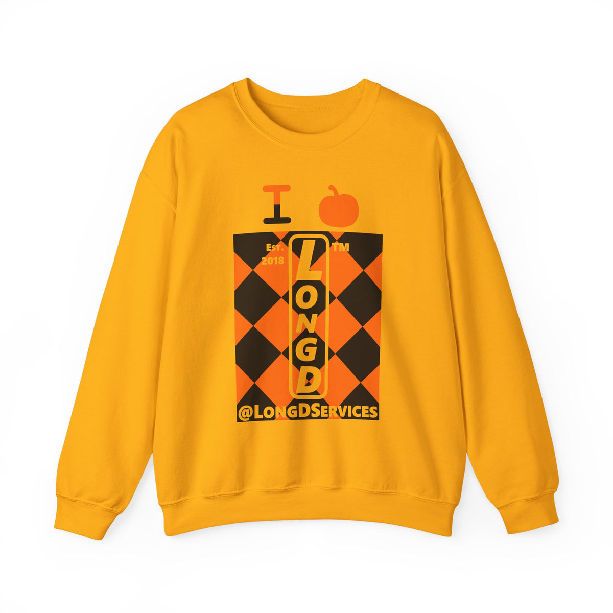 I pumpkin LongD Tag negative upright argyle logo crewneck sweatshirt