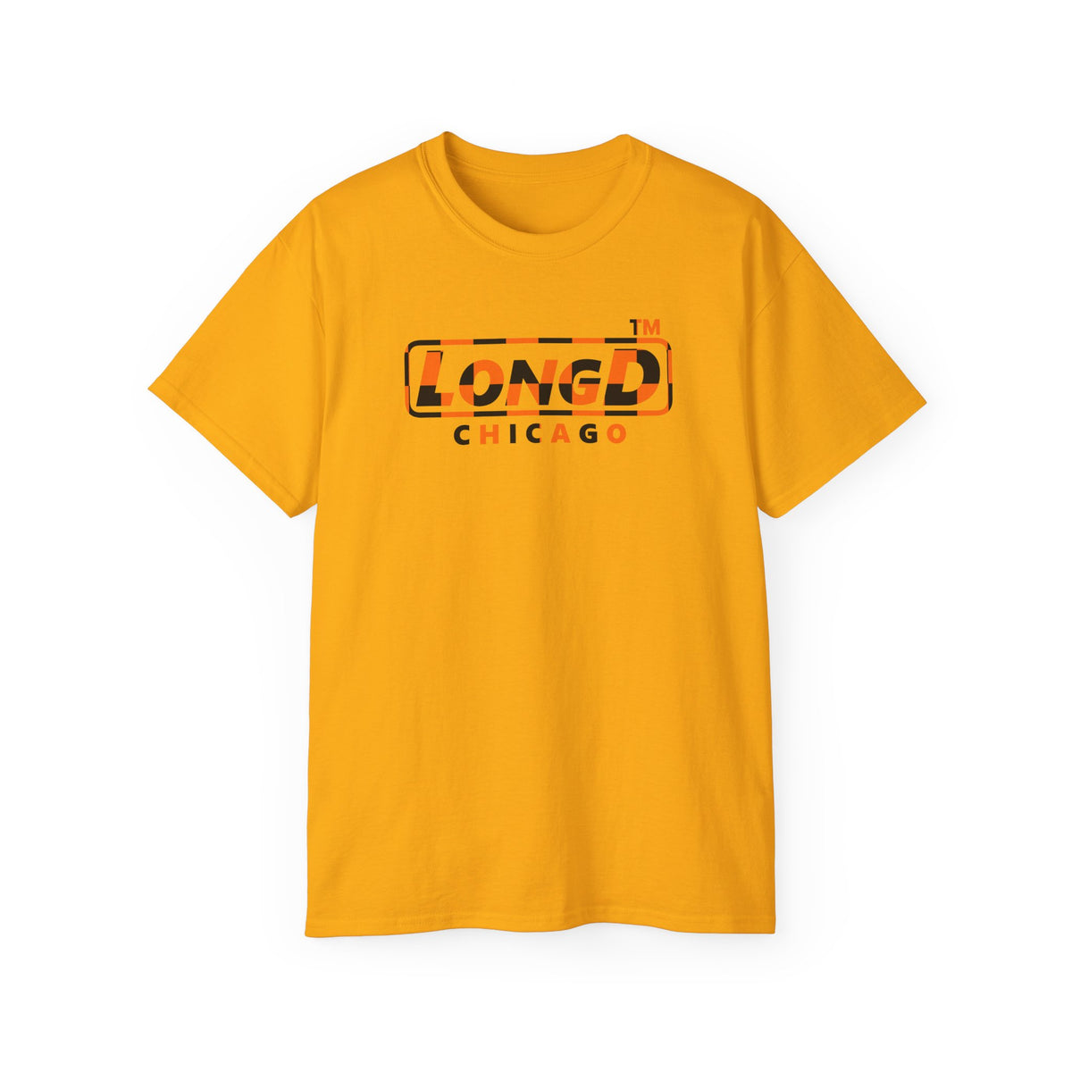 LongD Chicago positive checkered logo (Halloween colors) cotton tee