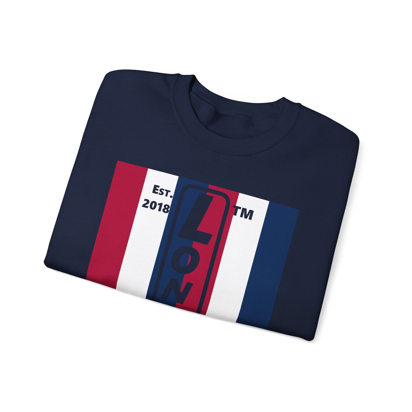 LongD negative vertical 6-striped Chicago logo crewneck sweatshirt (patriotic colors)