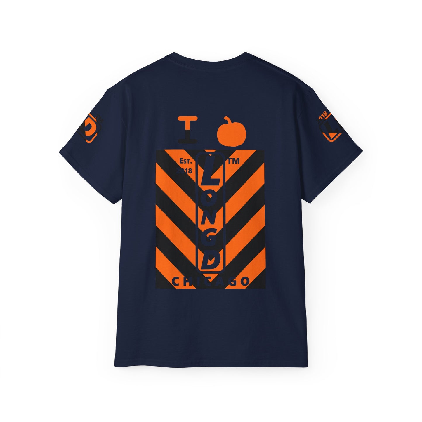 I pumpkin LongD Chicago negative upright downward chevron 4-print logo cotton tee