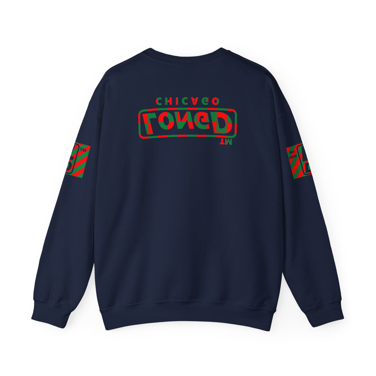 LongD Chicago positive checkered 4-print logo (Xmas colors) crewneck sweatshirt
