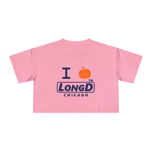 I pumpkin LongD Chicago positive basic Navy (002060) front-back logo crop tee