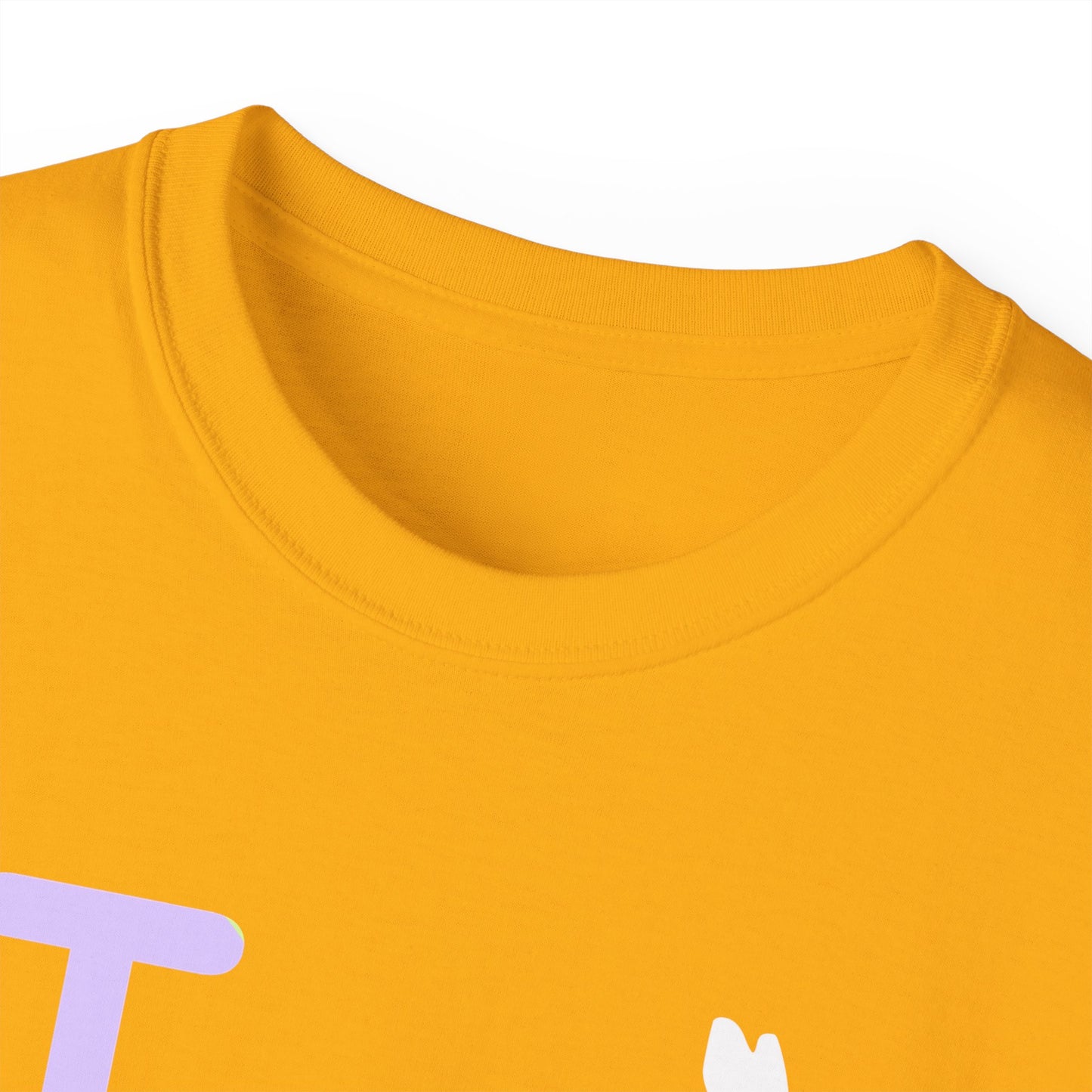 I Bunny LongD® Logo Cotton Tee Easter pastel purple text (white Easter Bunny)