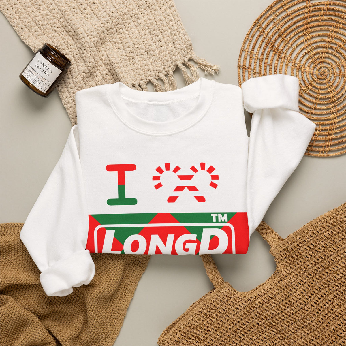 I candy cane LongD Hyde Park negative big argyle logo crewneck sweatshirt