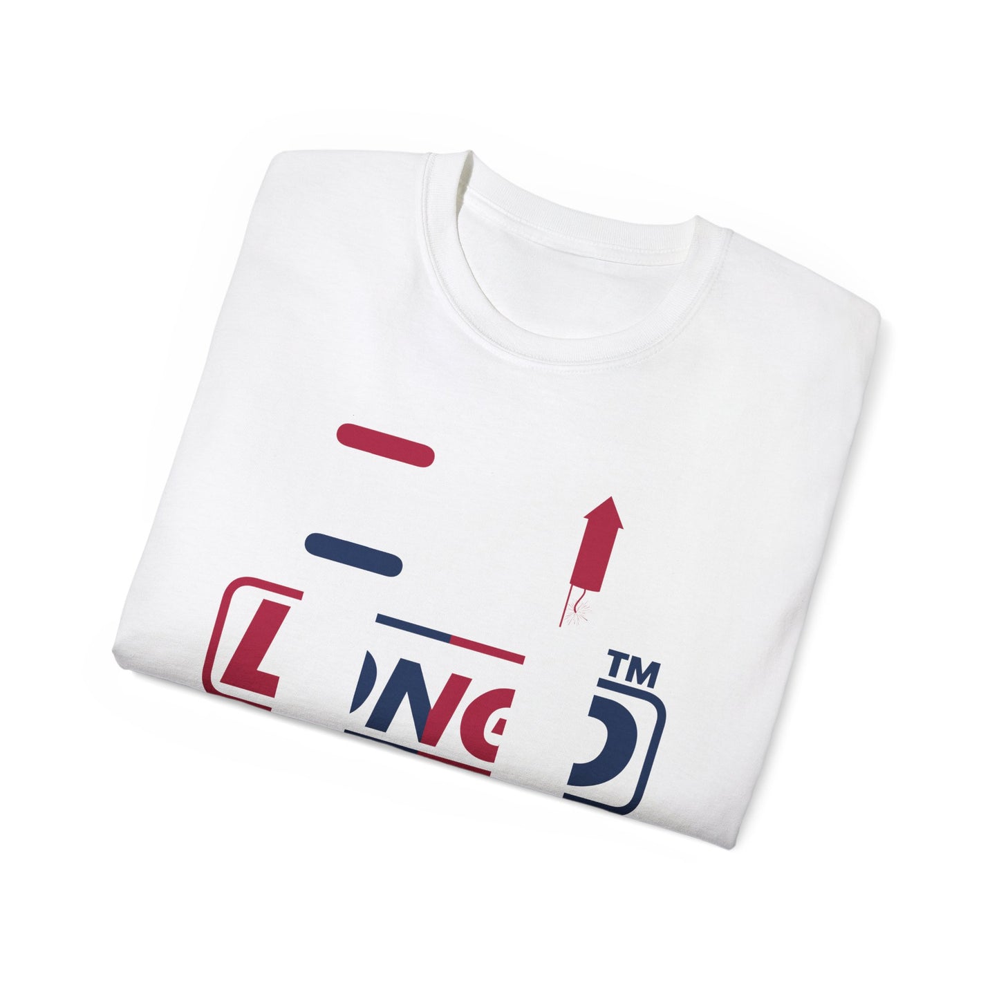I firecracker LongD positive vertical 6-striped tag-domain logo cotton tee