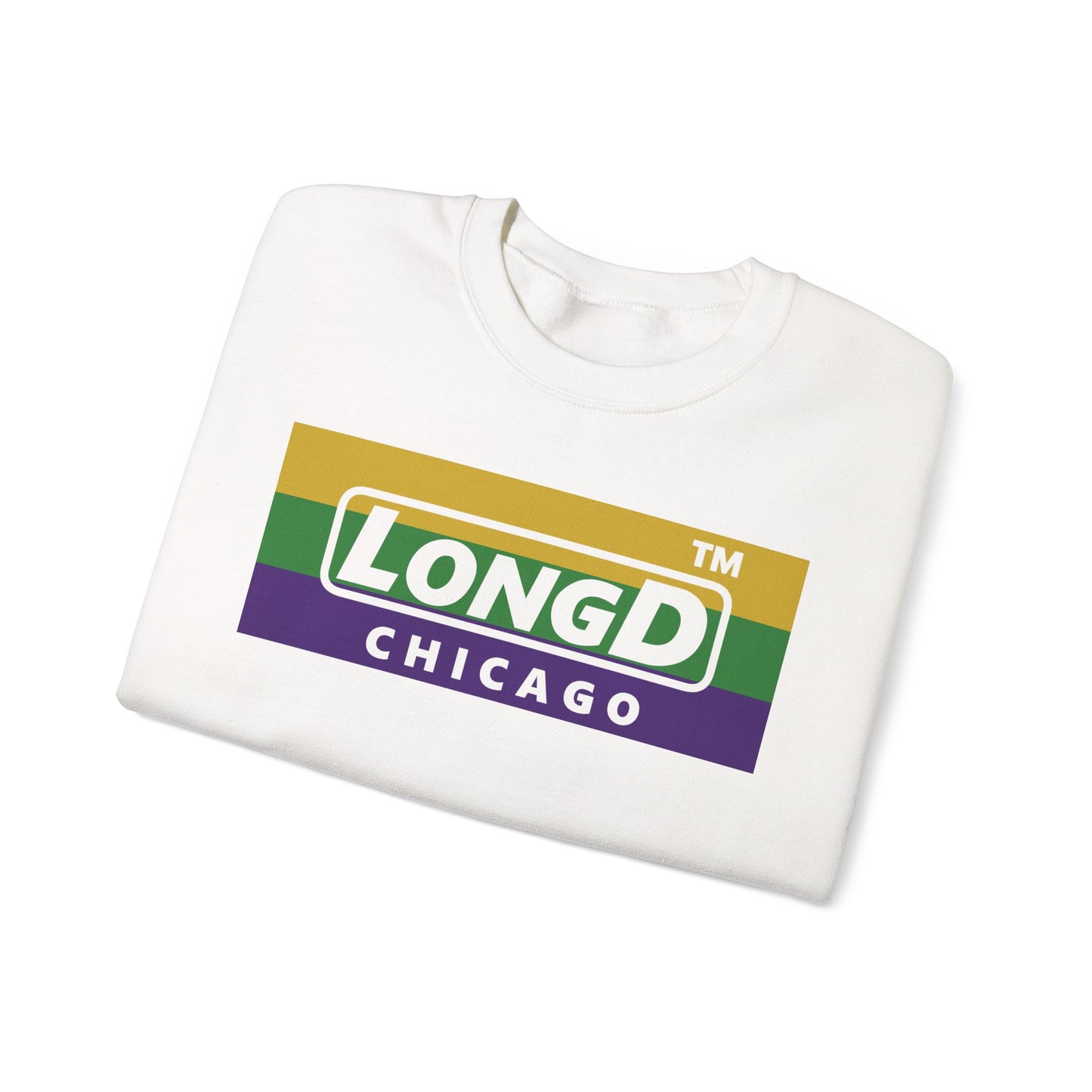 LongD negative striped Chicago logo crewneck sweatshirt