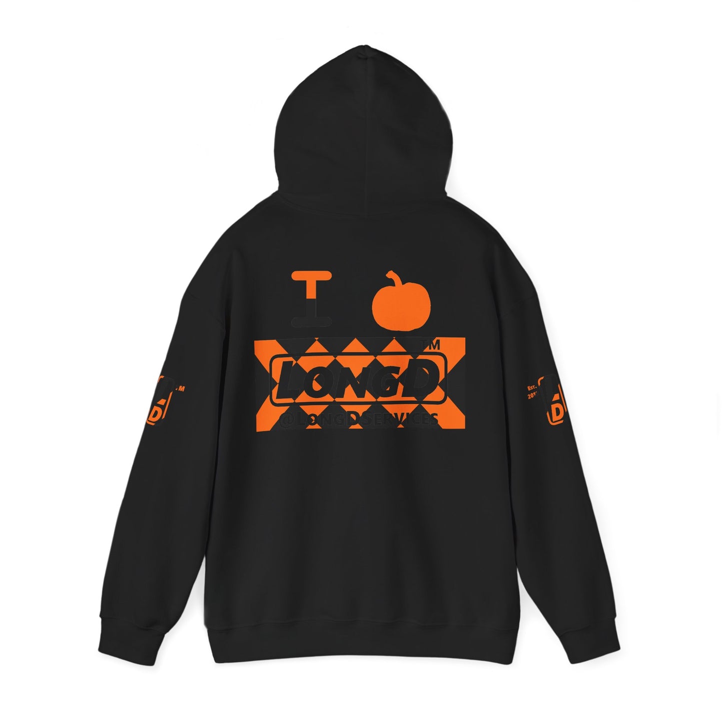 I pumpkin LongD Tag negative stylized argyle 4-print logo hoodie