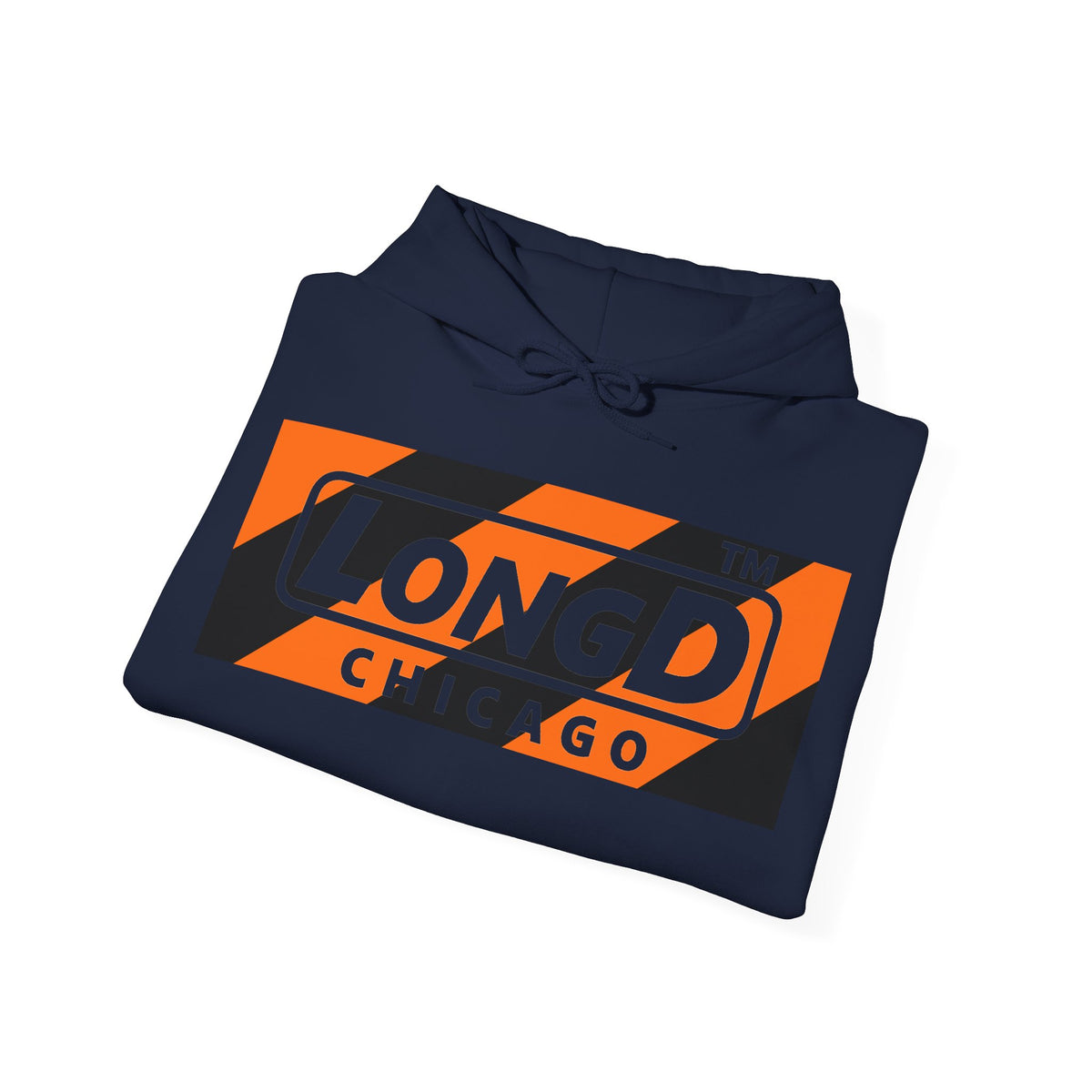 LongD Chicago negative diagonal 6-striped front-back logo (Halloween colors) hoodie