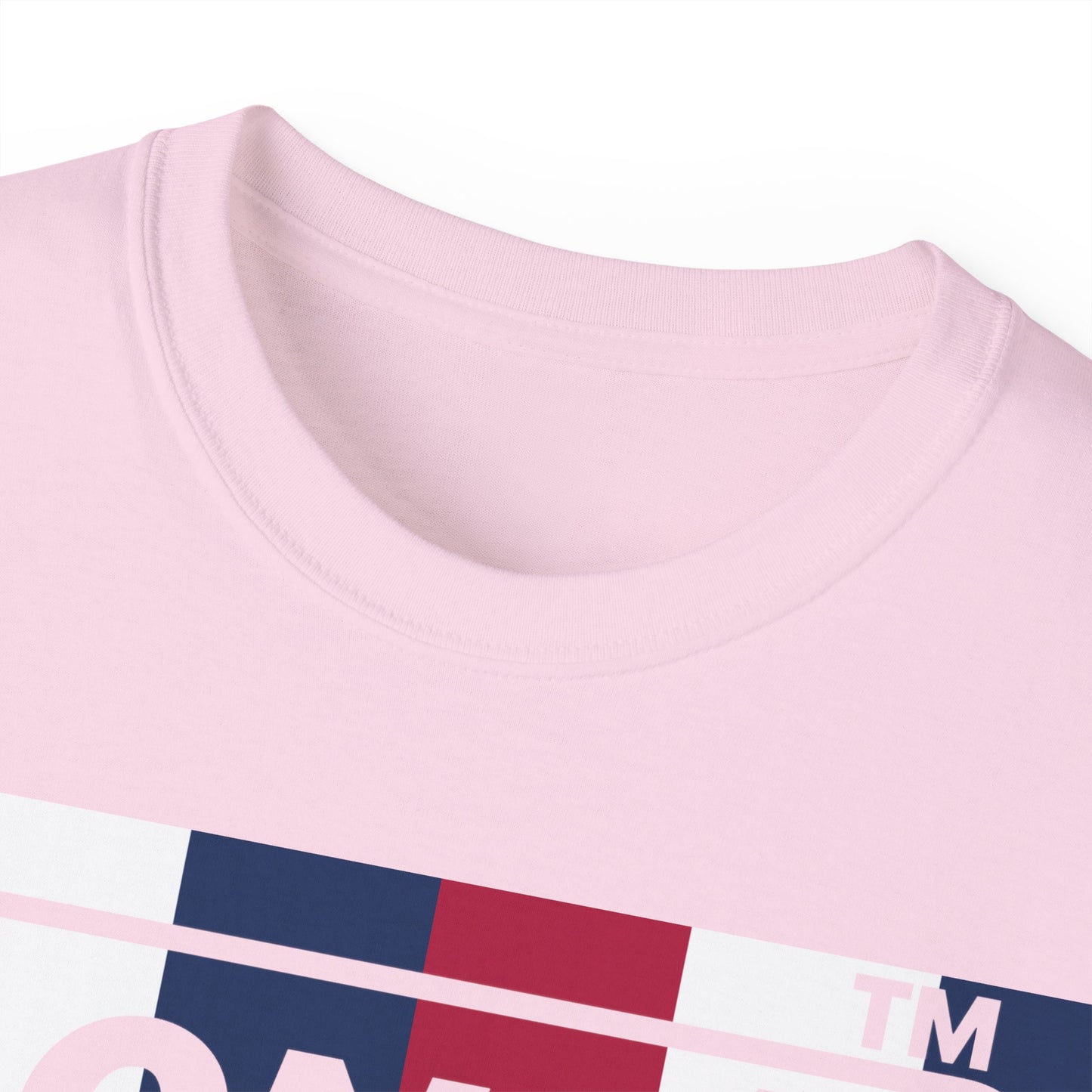LongD negative vertical 6-striped Chicago logo cotton tee (patriotic colors)