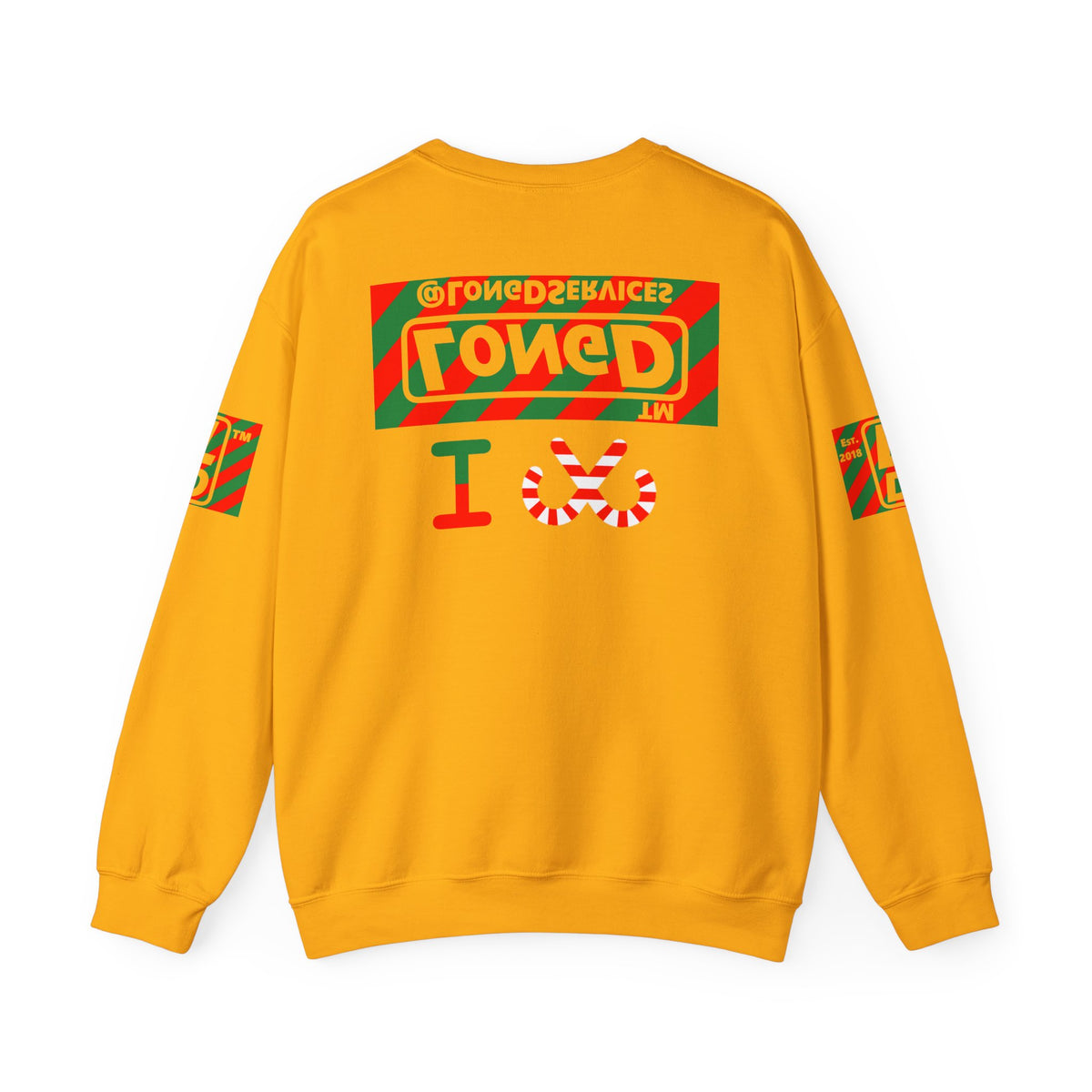 I candy cane LongD Tag negative 12-striped 4-print logo crewneck sweatshirt