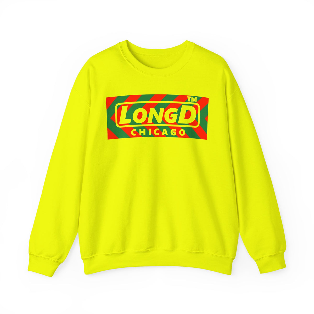 LongD Chicago negative leftward chevron logo (Xmas colors) crewneck sweatshirt
