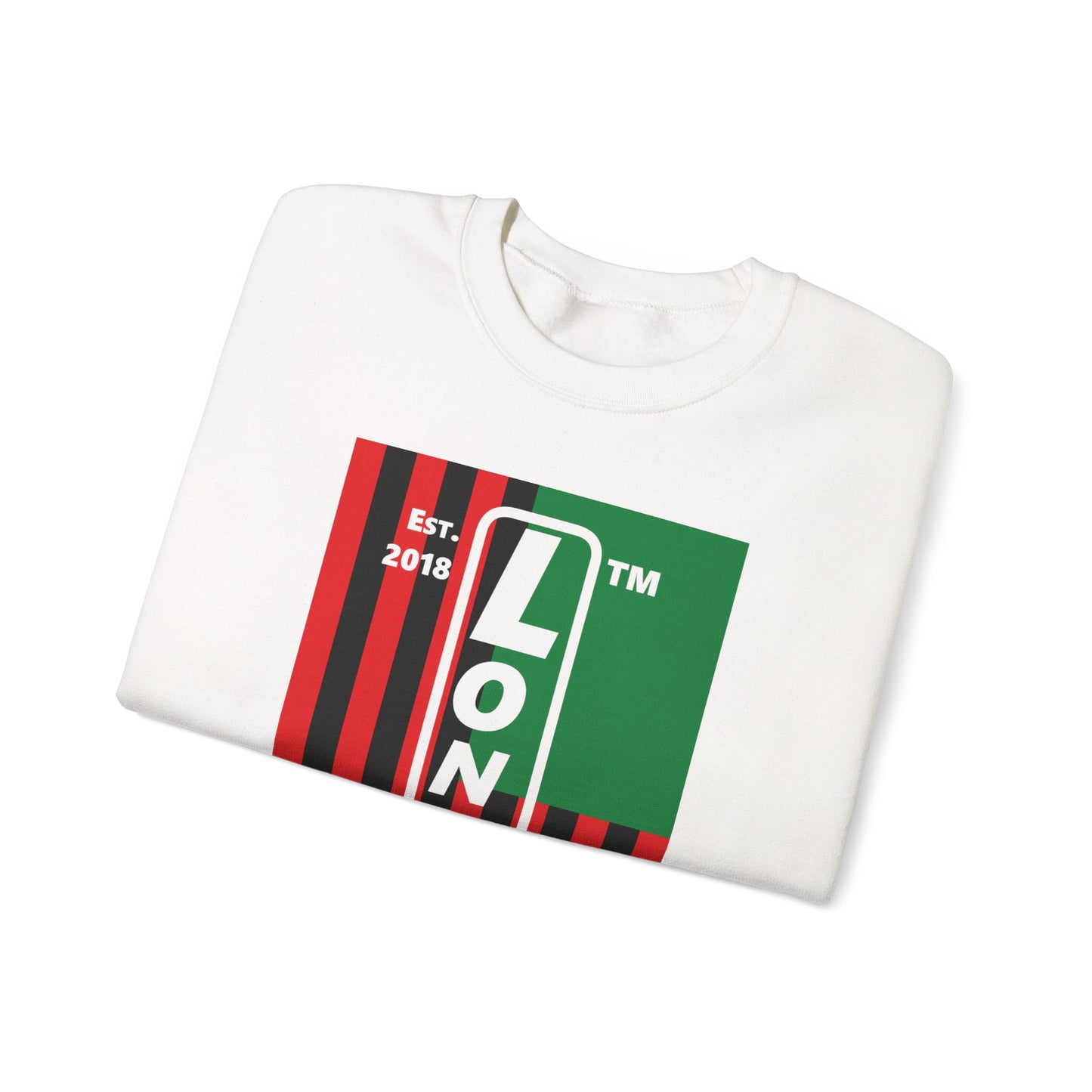 LongD negative cropped flag Chicago upright logo crewneck sweatshirt (Juneteenth colors)