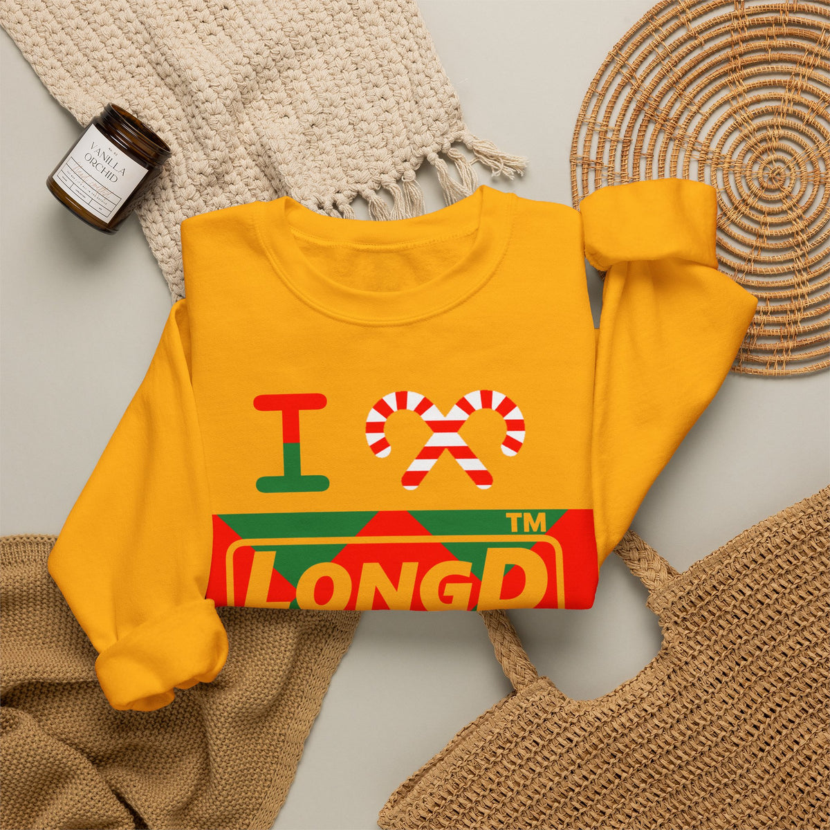 I candy cane LongD Tag negative big argyle logo crewneck sweatshirt