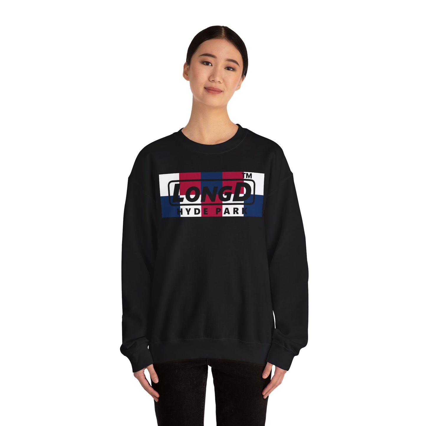 LongD negative 2x5 Hyde Park logo crewneck sweatshirt (patriotic colors)